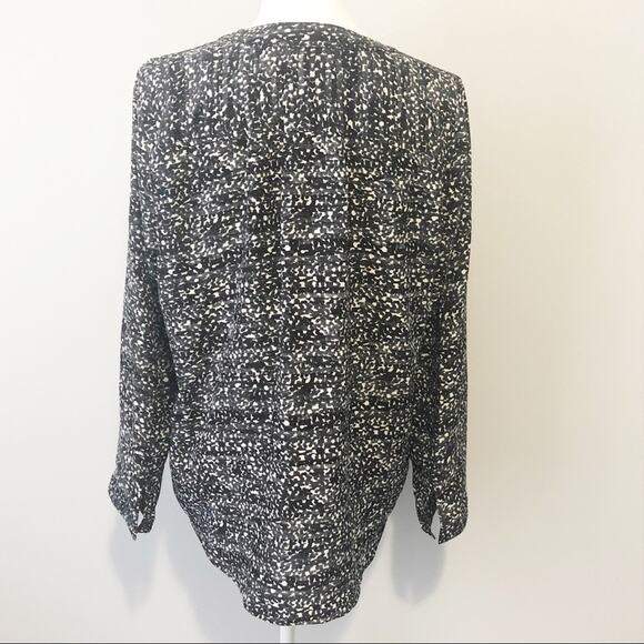 Rebecca Taylor black silk geometric blouse size 6 flowy long sleeve designer - Picture 5 of 9